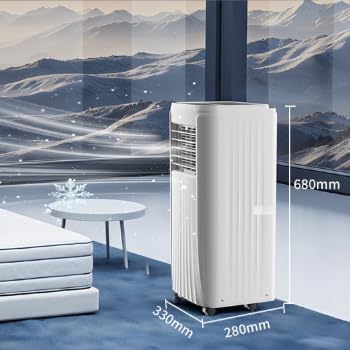 Climatiseur portable 9000 BTU, refroidisseur et déshumidificateur 3 en 1 pour pièces jusqu'à 250 m², silencieux et économe en énergie pour chambre à coucher