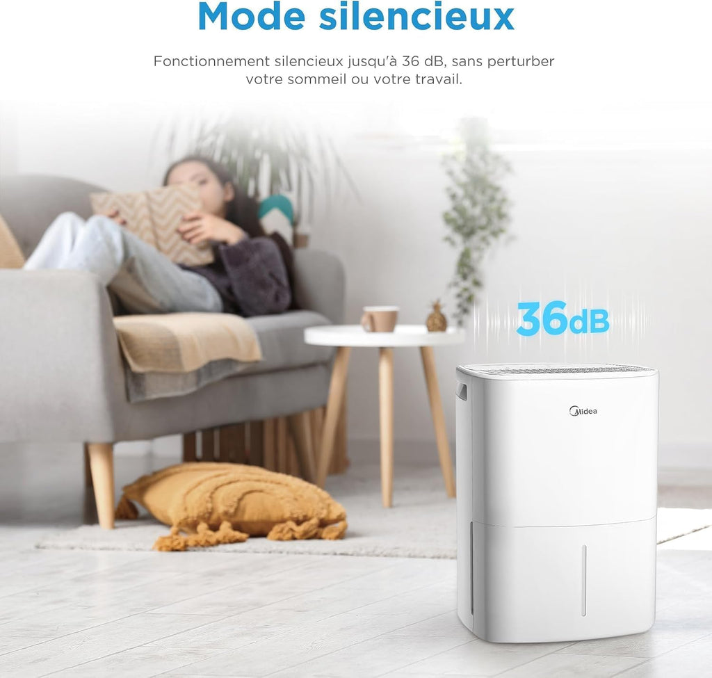 MIDEA Deshumidificateur d air Anti Moisissure 12L - Compresseur Intelligent et APP - Absorbeur d'humidité electrique - Séchage du Linge, Capteur d'humidité Auto et anti-condensation - Idéal pour 35m²