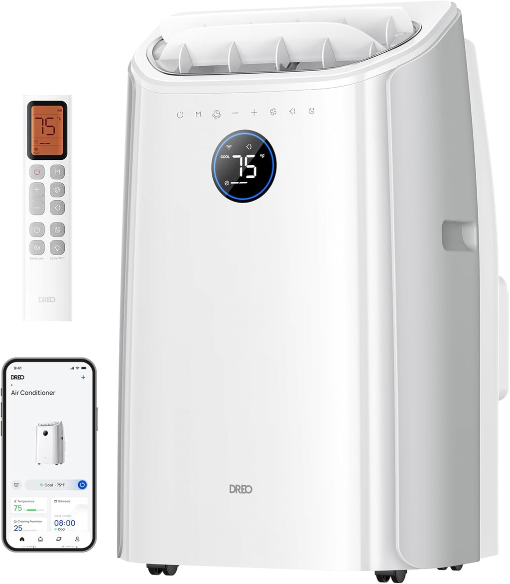 DREO Climatiseur portable 10 000 BTU – Sans drainage, WiFi, contrôle vocal
