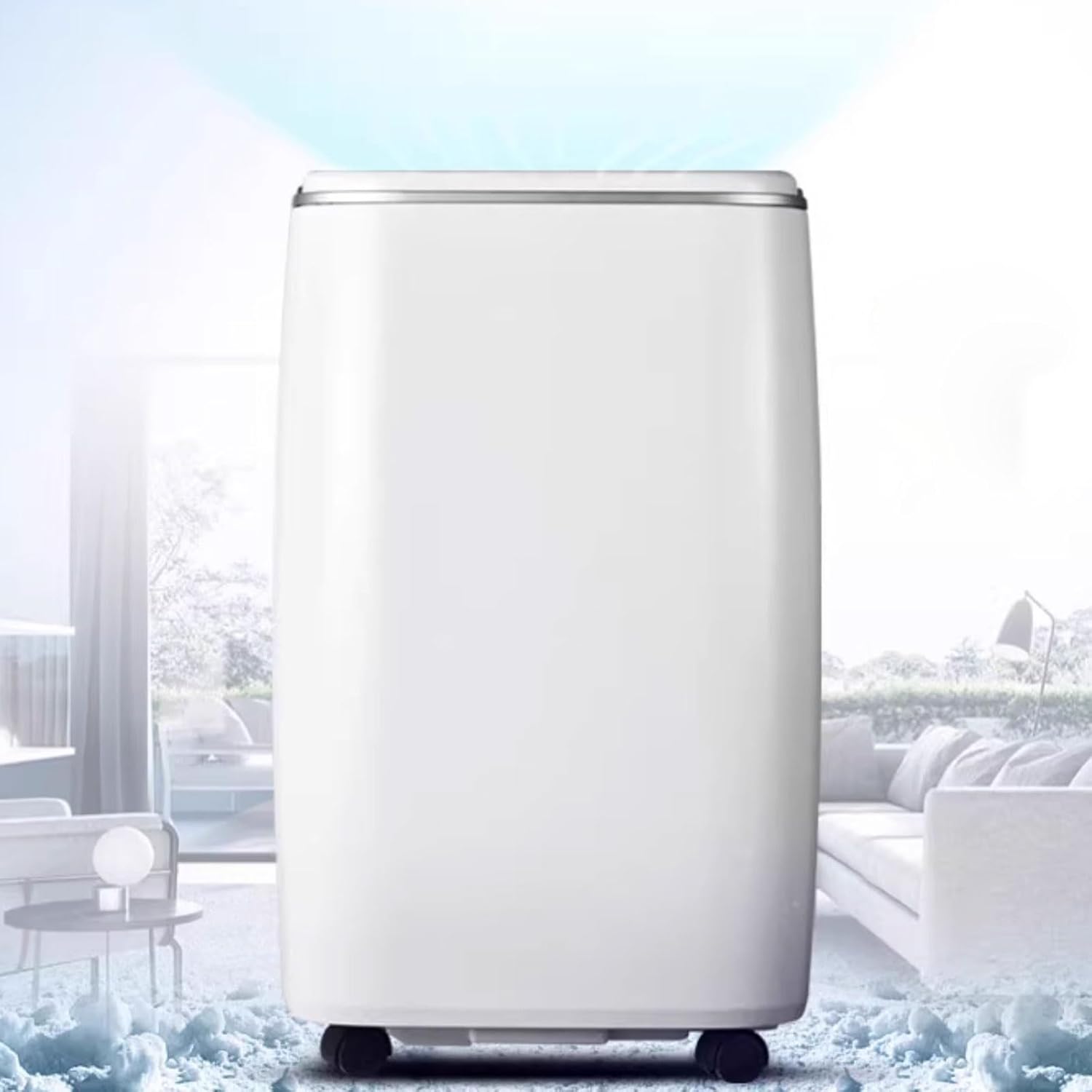 Climatiseur portable au sol 3 vitesses – Flux d'air 70°, roulettes, auto-évaporation