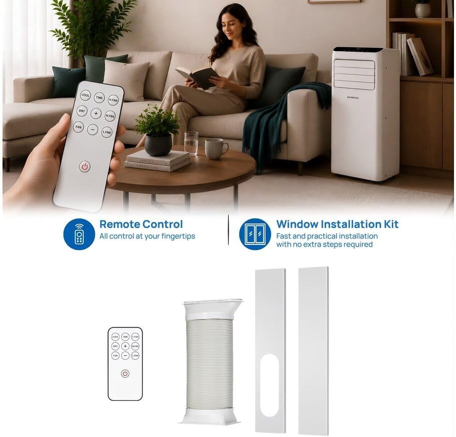 Climatiseur mobile 7000 BTU avec tuyau d'évacuation - 20 m2