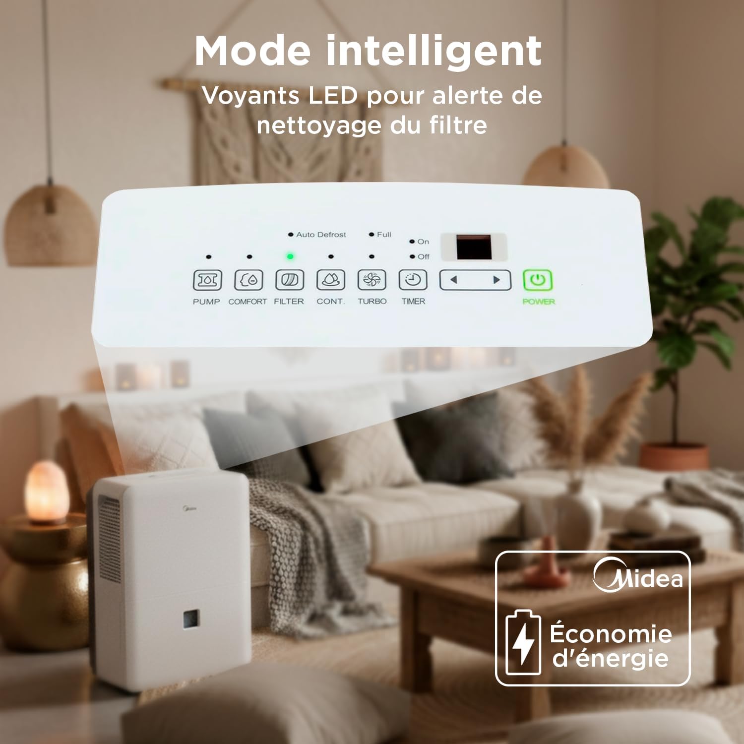 MIDEA Déshumidificateur d air Anti Moisissure intérieur 50 L/Jour | Réservoir amovible 6L, APP/Wifi, Mode Confort, Minuterie 24H | Déshumidificateur industriel de grande capacité jusqu’à 120m²/300 m³
