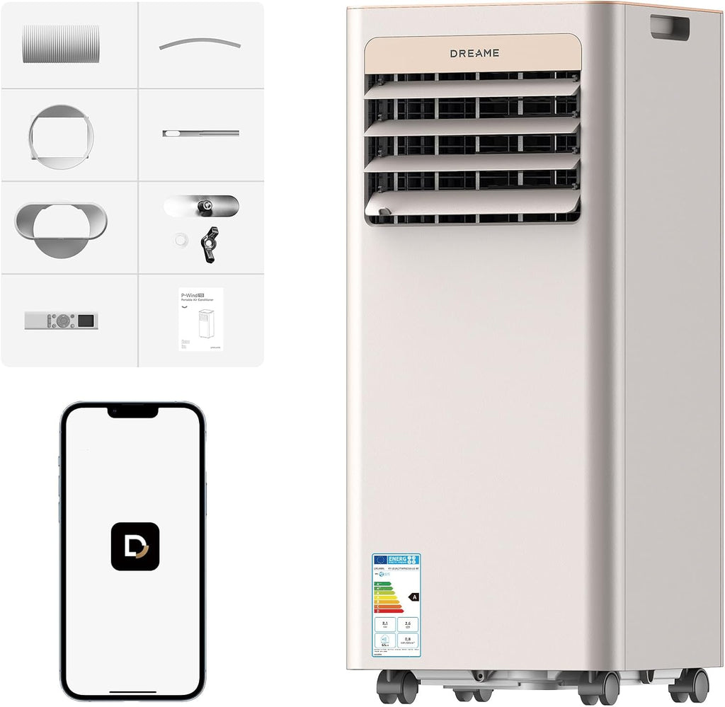 DREAME P-Wind10 7000 BTU Climatiseur portable 3-en-1 – Flux d'air 3D, WiFi, télécommande