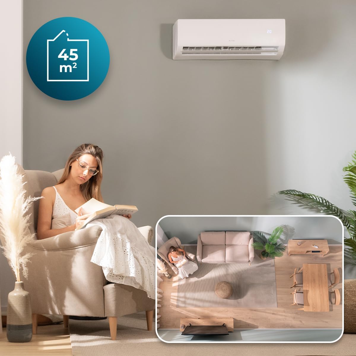 Cecotec Split Climatisation AirClima 24000 Smartfresh - 24 000 BTU, Inverter, Pompe à Chaleur, 5 Modes, 8 Vitesses