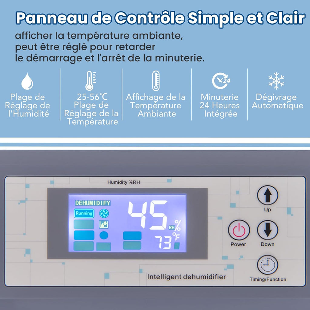 RELAX4LIFE Déshumidificateur Professionnel jusqu'à 118L/J pour 790m³, Déshumidification d'Air Industriel avec Tuyau de Vidange 1M pour Sous-Sol Entrepôt Restauration (Noir