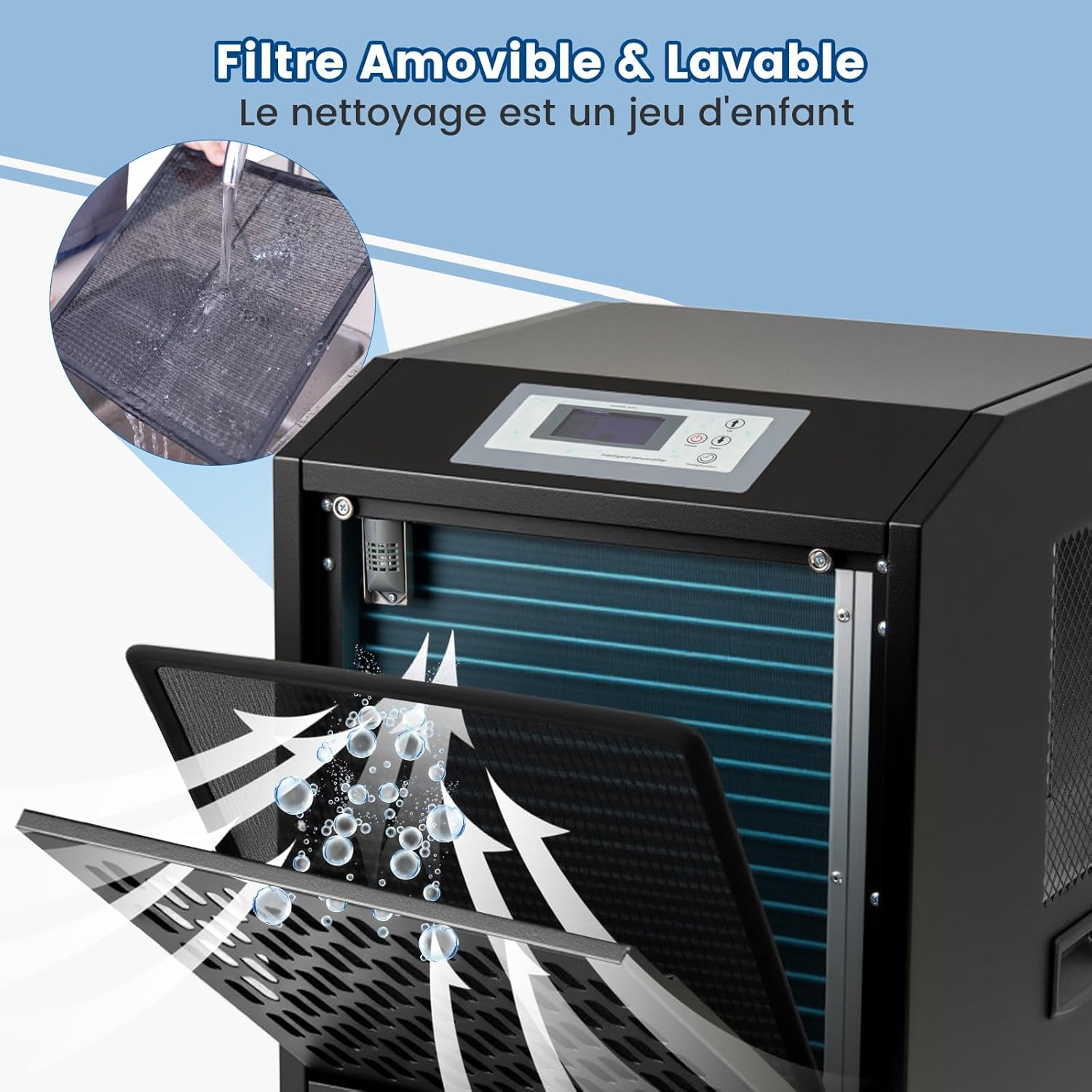 RELAX4LIFE Déshumidificateur Professionnel jusqu'à 118L/J pour 790m³, Déshumidification d'Air Industriel avec Tuyau de Vidange 1M pour Sous-Sol Entrepôt Restauration (Noir