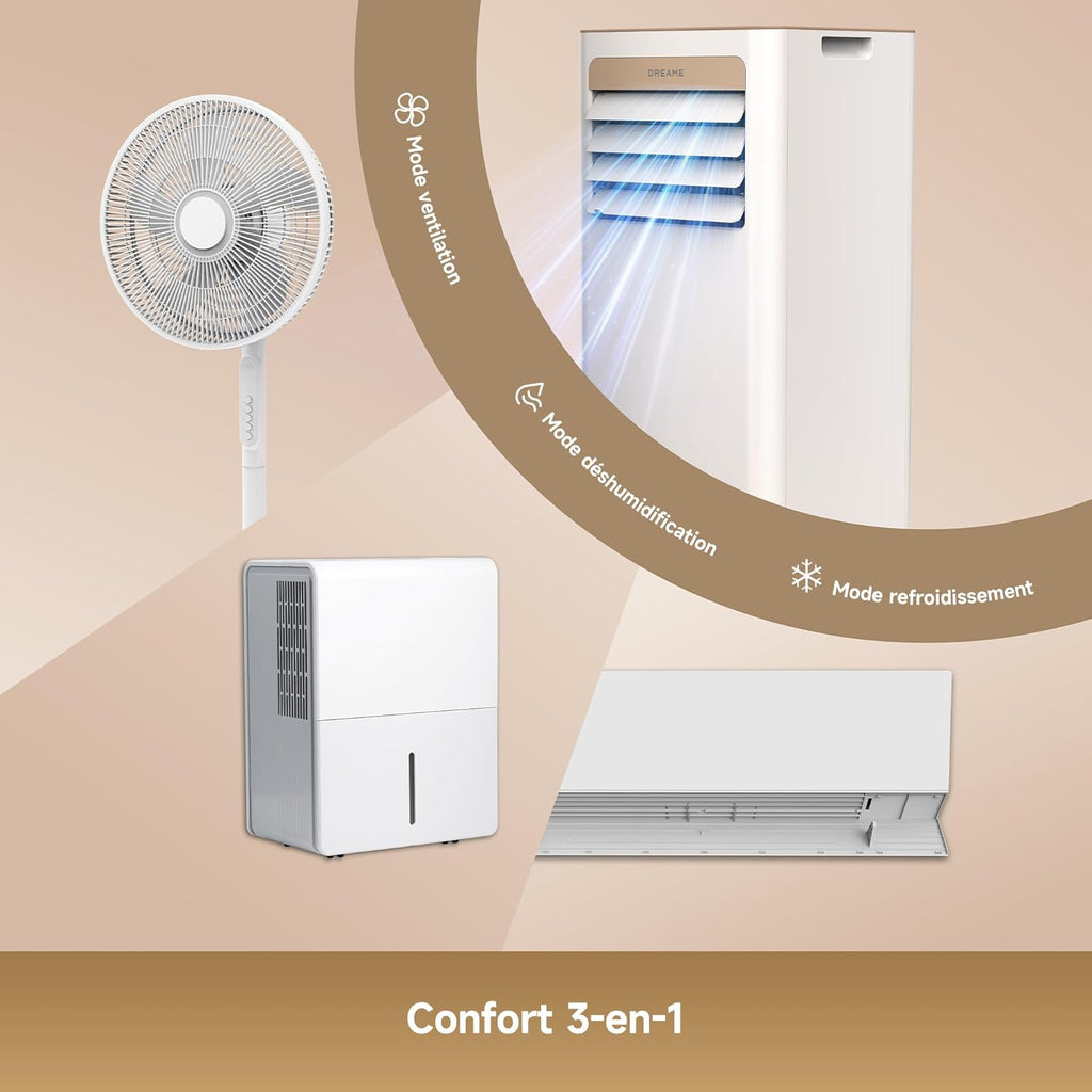 DREAME P-Wind10 7000 BTU Climatiseur portable 3-en-1 – Flux d'air 3D, WiFi, télécommande