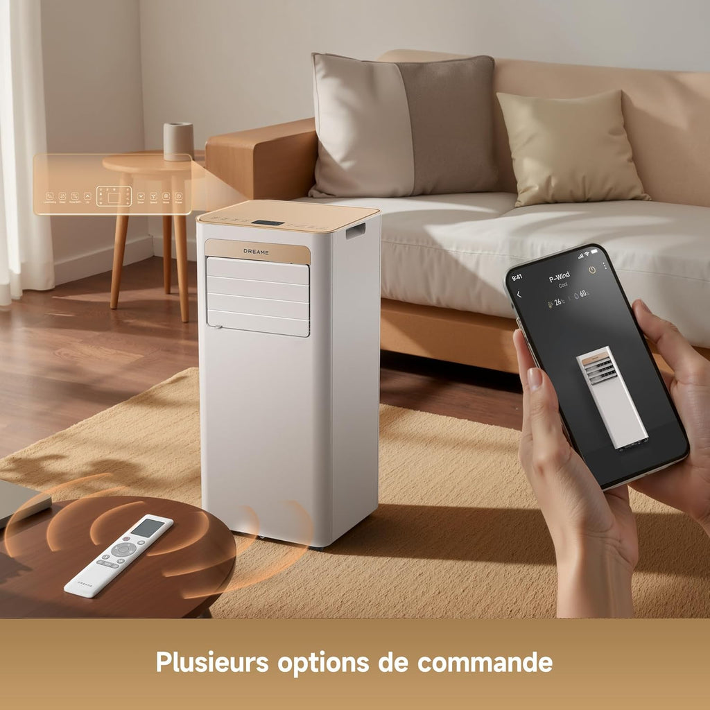 DREAME P-Wind10 7000 BTU Climatiseur portable 3-en-1 – Flux d'air 3D, WiFi, télécommande