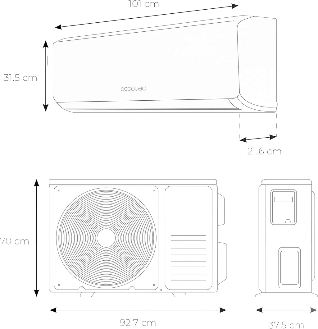Cecotec Split Climatisation AirClima 24000 Smartfresh - 24 000 BTU, Inverter, Pompe à Chaleur, 5 Modes, 8 Vitesses
