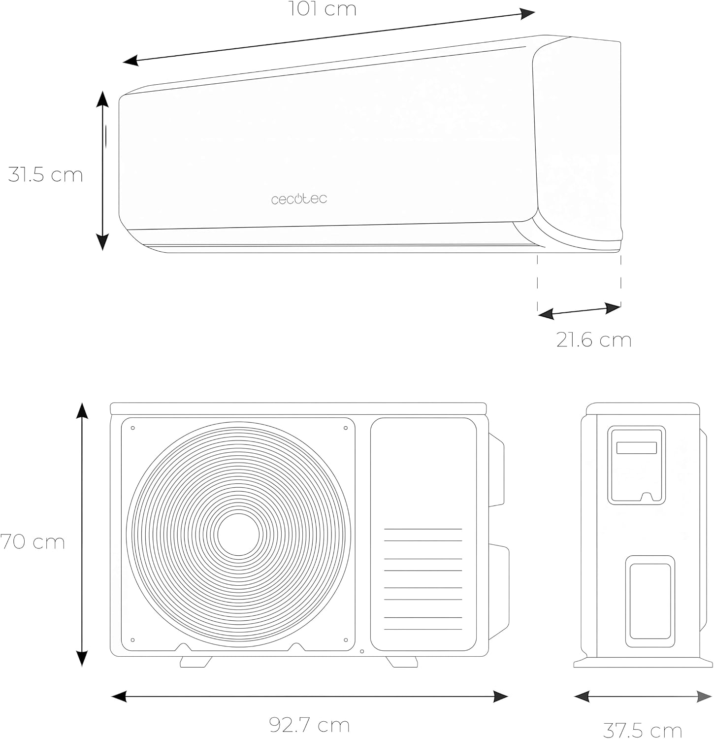 Cecotec Split Climatisation AirClima 24000 Smartfresh - 24 000 BTU, Inverter, Pompe à Chaleur, 5 Modes, 8 Vitesses