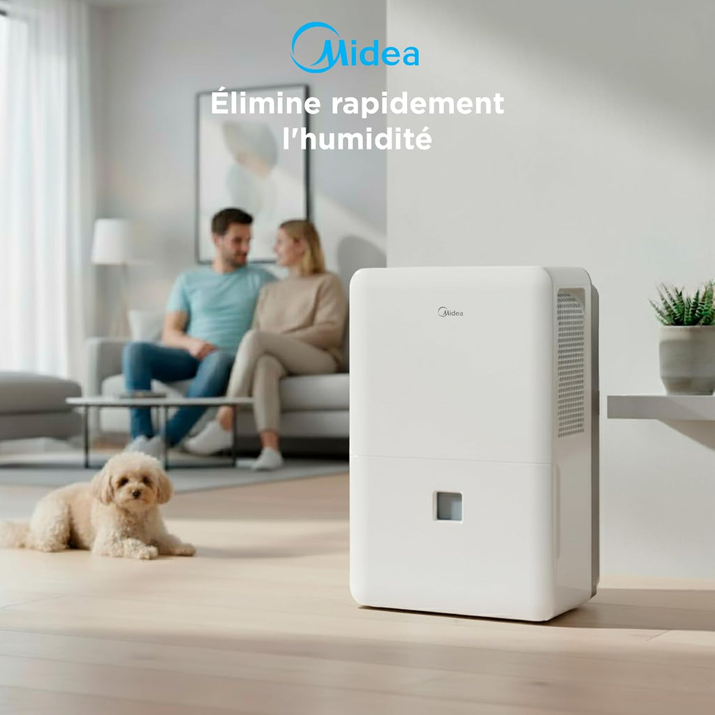 MIDEA Déshumidificateur d air Anti Moisissure intérieur 50 L/Jour | Réservoir amovible 6L, APP/Wifi, Mode Confort, Minuterie 24H | Déshumidificateur industriel de grande capacité jusqu’à 120m²/300 m³
