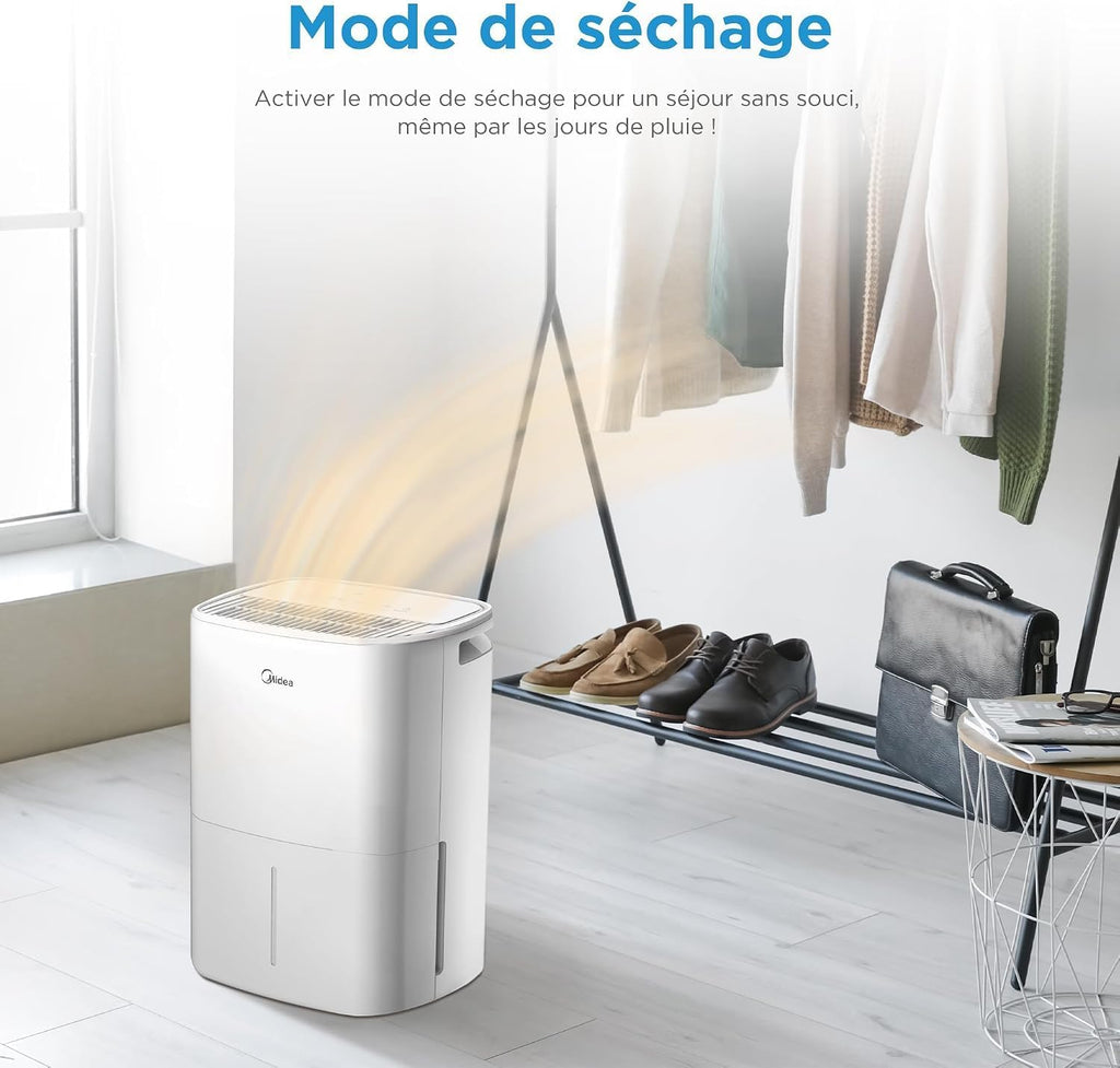 MIDEA Deshumidificateur d air Anti Moisissure 12L - Compresseur Intelligent et APP - Absorbeur d'humidité electrique - Séchage du Linge, Capteur d'humidité Auto et anti-condensation - Idéal pour 35m²