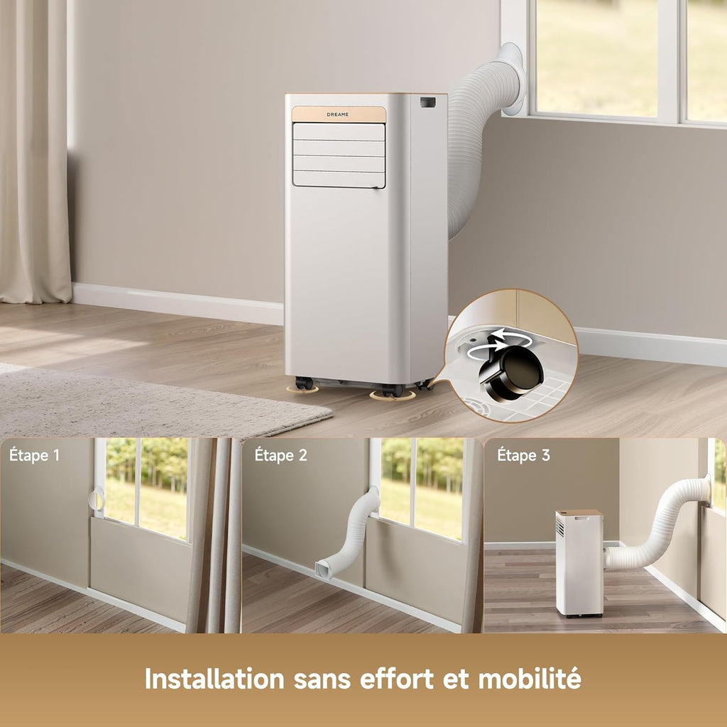 DREAME P-Wind10 7000 BTU Climatiseur portable 3-en-1 – Flux d'air 3D, WiFi, télécommande