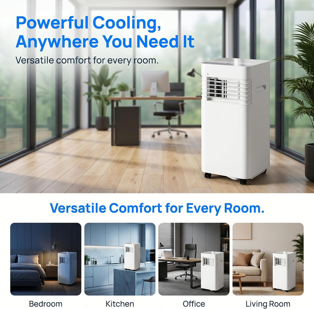Climatiseur Portable 12 000 BTU - Refroidissement, Ventilation et Déshumidification avec Télécommande et Oscillation