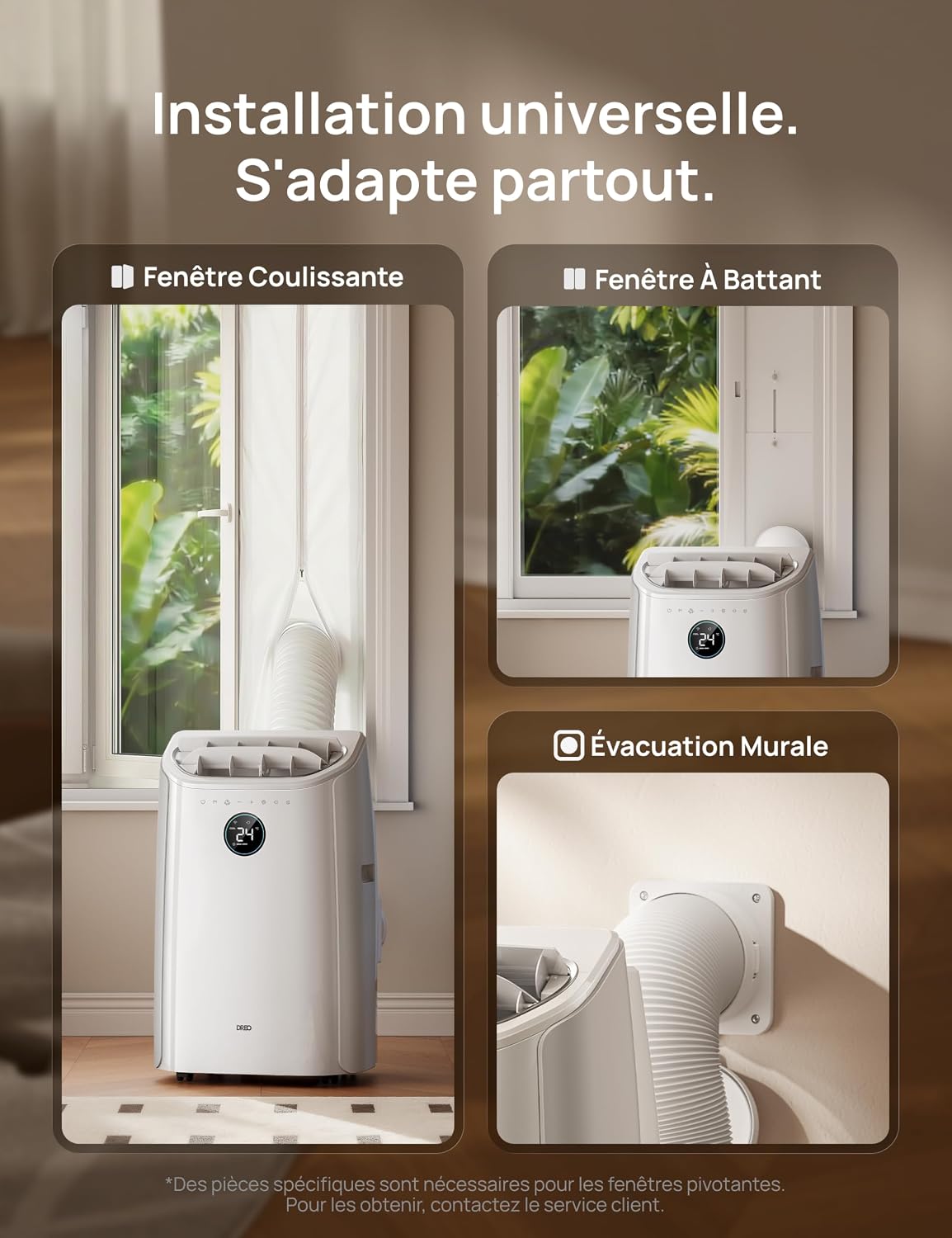 DREO Climatiseur portable 10 000 BTU – Sans drainage, WiFi, contrôle vocal