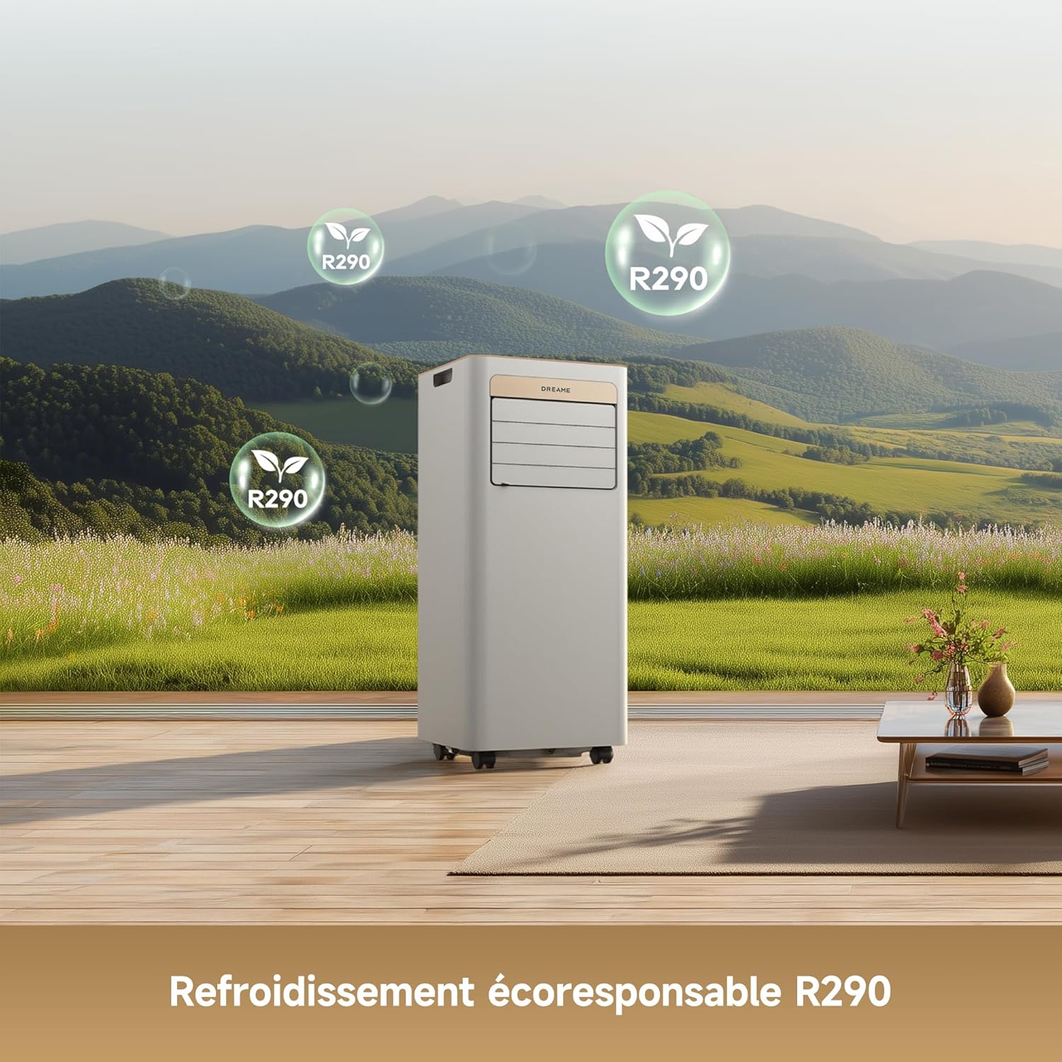 DREAME P-Wind10 7000 BTU Climatiseur portable 3-en-1 – Flux d'air 3D, WiFi, télécommande